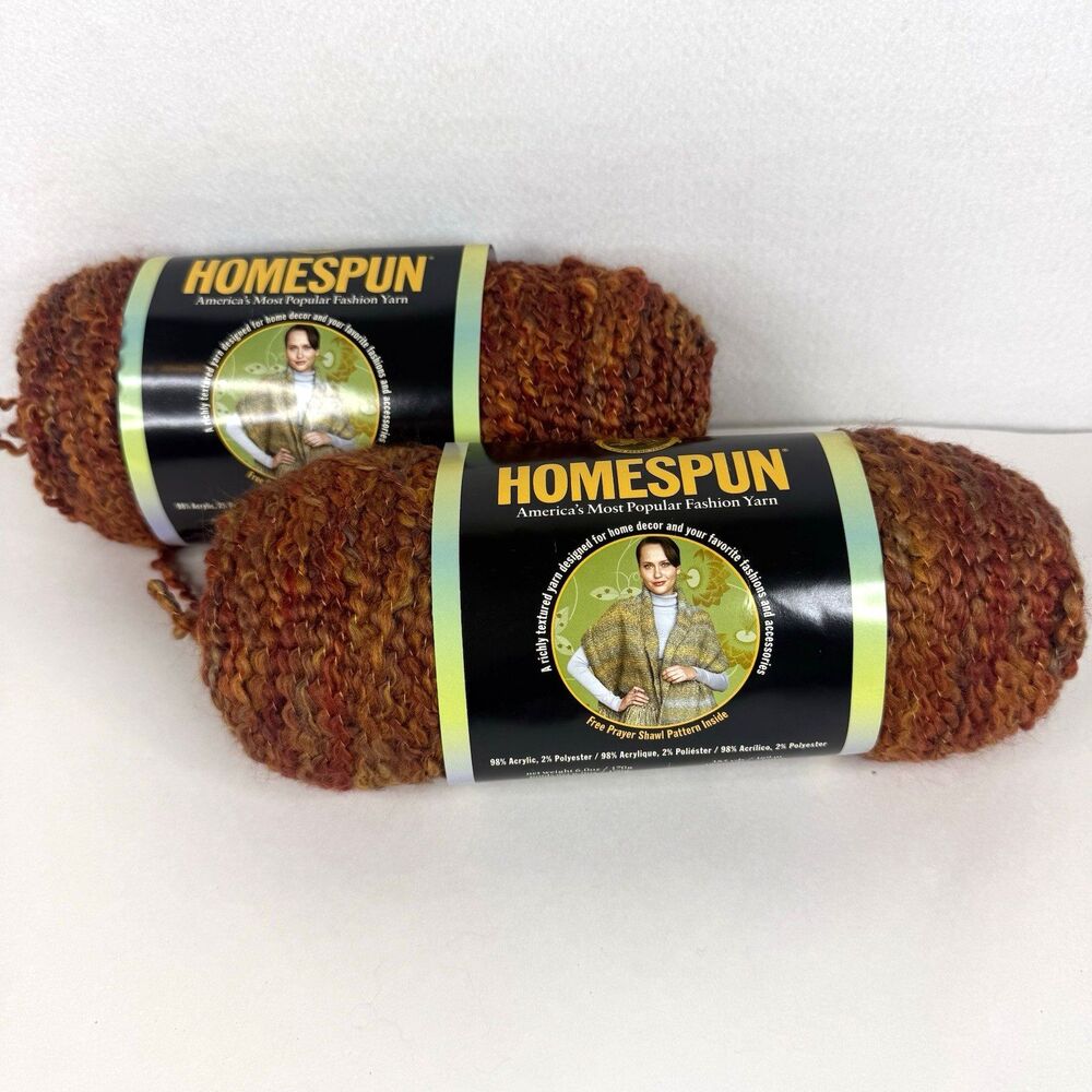 Home Span Fashion Yarn Lion 408 Wild Fire Lot (2 Skeins) 1174